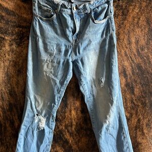 Blue Skinny Jeans with Distressed Details